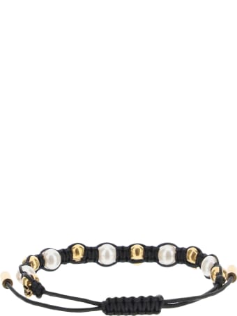 Alexander McQueen Skull And Pearl Friendship Bracelet