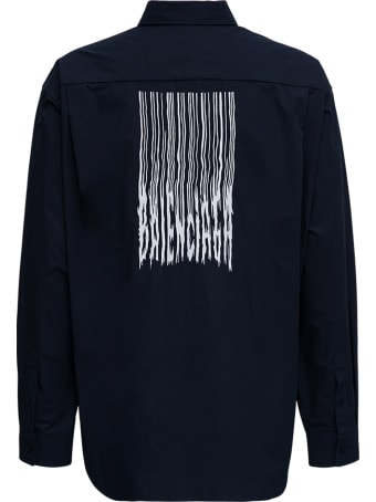 Balenciaga Black Oversize Cotton Shirt With Print
