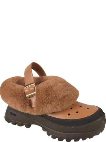 Stella McCartney Slingback Side Buckle Fur Detail Sandals