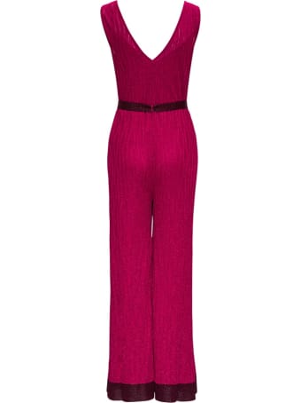 M Missoni Pink Jumpsuit In Rayon Blend With Belt