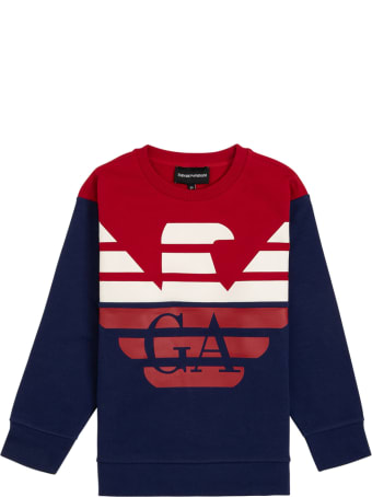 Emporio Armani Bicolor Cotton Sweatshirt With Logo Print