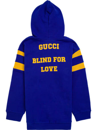 Gucci Blue Cotton Hoodie With Print