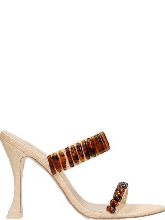 Cult Gaia Ash Sandals In Beige Leather
