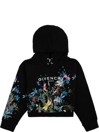 Givenchy Black Cottonhoodie With Floral Logo Print