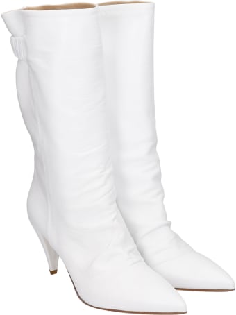 Strategia High Heels Ankle Boots In White Leather