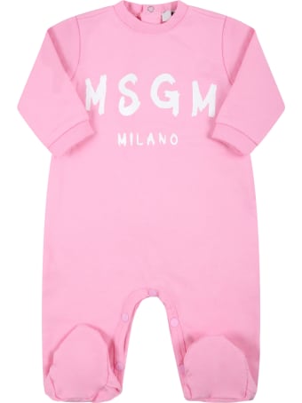 MSGM Pink Set Fo Baby Girl With White Logo