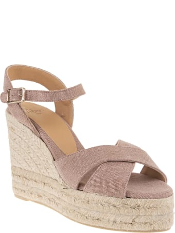 Castañer Blaudell Wedge Espadrille In Dusty Pink Canvas