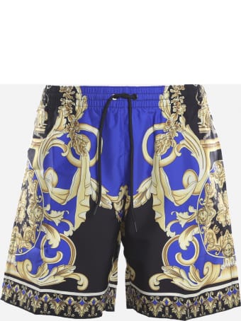 Versace Nylon Swim Shorts With All-over Barocco Print