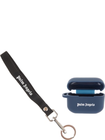 Palm Angels Blue Airpods Pro Case With White Logo