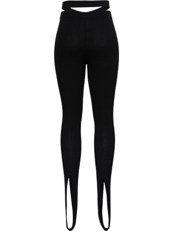 Andrea Adamo Ribbed Knit Leggings With Cut Out Details