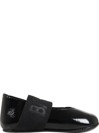 Balmain Black Ballet Flats For Baby Girl With Logo