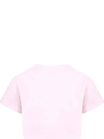 Balmain Pink T-shirt For Girl With White Velvet Logo