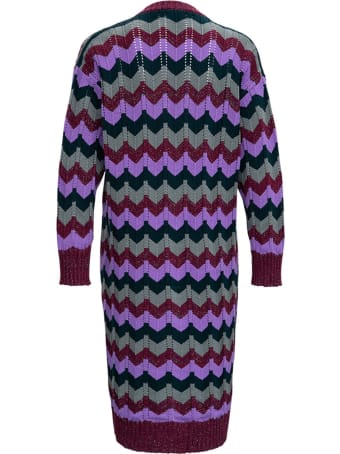 M Missoni Zig Zag Long Cardigan In Wool Blend