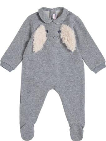 Il Gufo Gray Cotton Romper With Ears Detail
