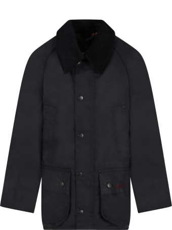 Barbour Black Jacket For Kids With Logo
