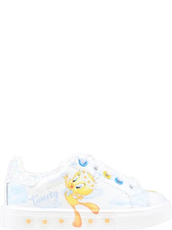 Monnalisa White Sneakers For Girl With Titty