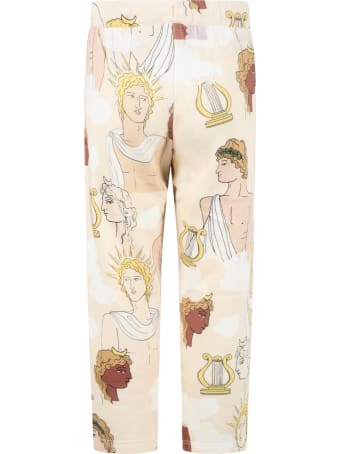 Mini Rodini Ivory Sweatpants For Kids With Divinities