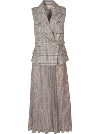 self-portrait Tailored Check And Chiffon Midi Dress