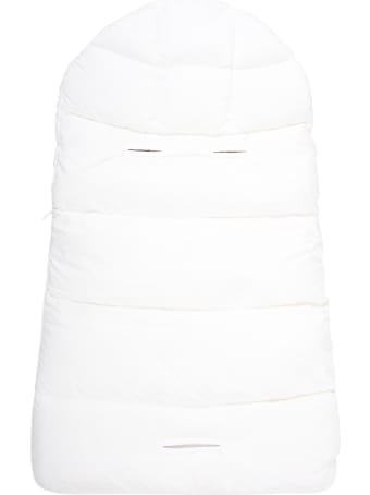 Moncler White Sleeping-bag For Babykids With Silver Logo