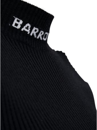 Barrow Black Viscose Blend Sweater With Cu Out Details And Logo Print