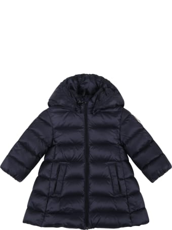 Moncler Blue ''majeure'' Jacket For Baby Girl With Patch