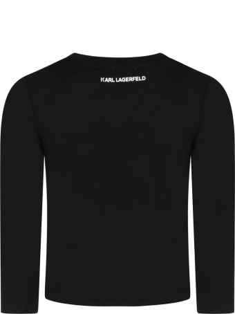 Karl Lagerfeld Kids Black T-shirt For Girl With Choupette