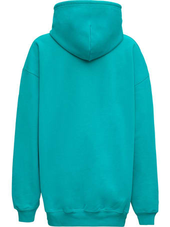Balenciaga Turquoise Cotton Hoodie With Logo