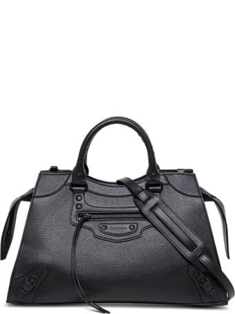 Balenciaga Neo Classic City Handbag In Black Hammered Leather
