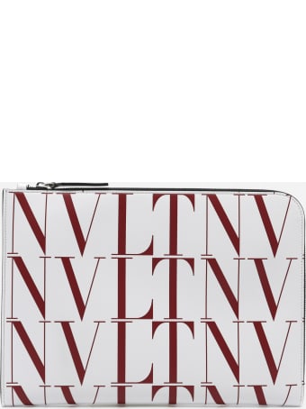 Valentino Garavani Leather Card Holder With All-over Vltn Logo