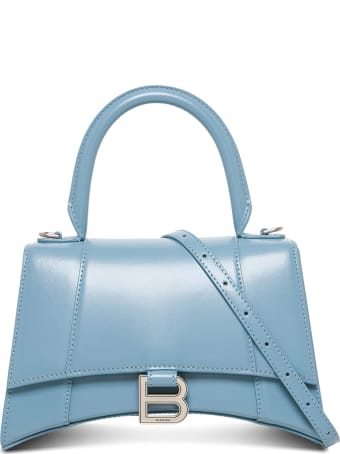 Balenciaga Hourglass Handbag In Light Blue Leather