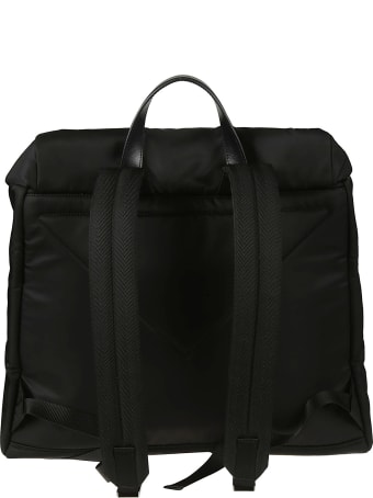 Prada Logo Plaque Flap Backpack