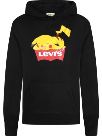 Levi's Black Sweatshirt For Kids With Logo And Pikachu