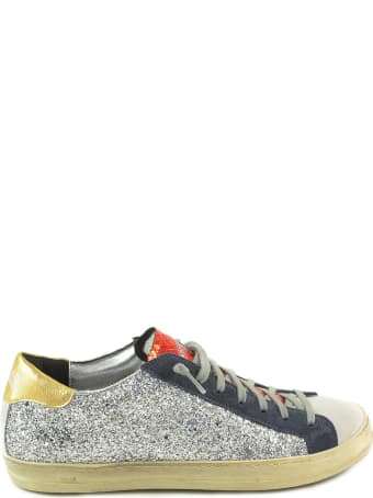 P448 Silver Glitter Textured Leather Women's Flat Sneakers