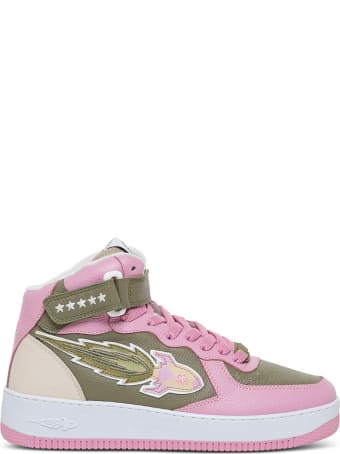 Enterprise Japan Rocket High Sneakers In Pink And Khaki Leather