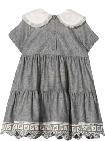 Fendi Gray Dress With Flounces Brunello Cucinelli Kids