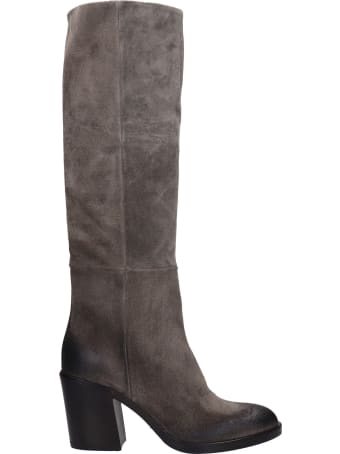 Strategia High Heels Boots In Grey Suede