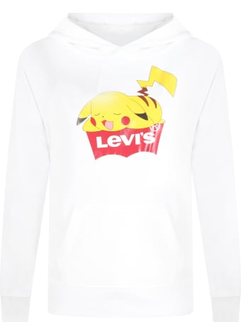 Levi's White Sweatshirt For Kids With Logo And Pikachu