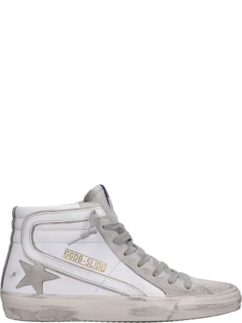 Golden Goose Slide Sneakers In White Suede And Leather