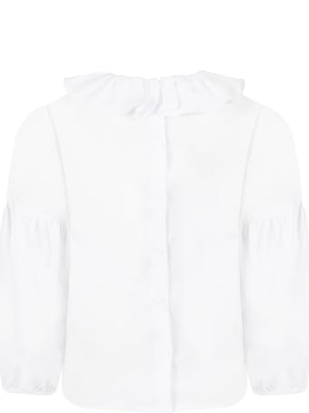 Little Bear White Blouse For Girl