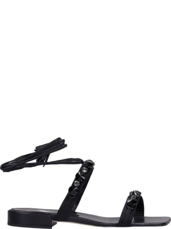 The Seller Flats In Black Satin