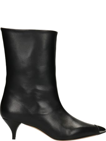 Alchimia Low Heels Ankle Boots In Black Leather
