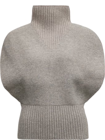 Bottega Veneta High Neck Grey Melange Wool Sweater