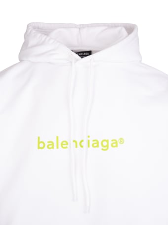 Balenciaga Man White And Lime New Copyright Hoodie