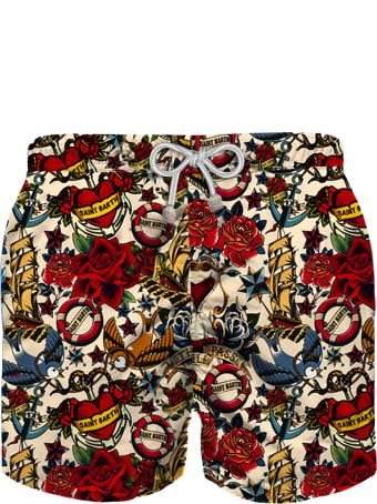MC2 Saint Barth Tattoo Print Boy Swim Trunks