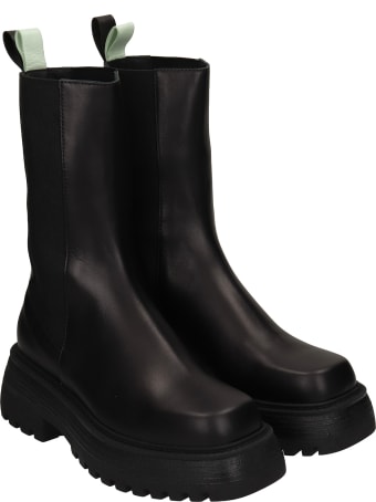 3JUIN Tokio 020 Combat Boots In Black Leather