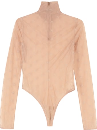 Fendi Embroidered Tulle Bodysuit