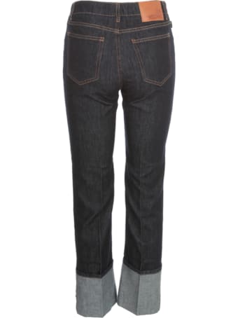 Love Moschino Straight Jeans W/lapel And Written