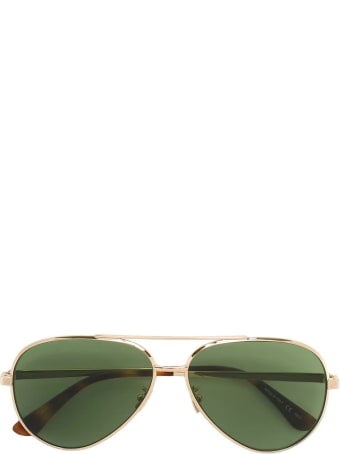Saint Laurent Golden And Green Classic 11 Zero Sunglasses