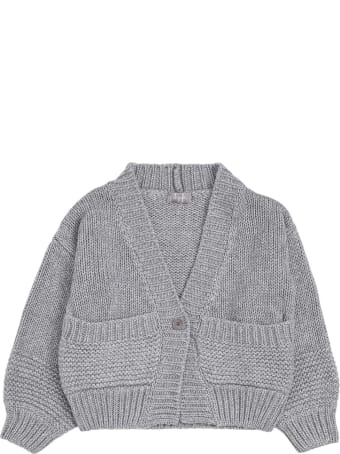 Il Gufo Grey Wool Blend Cardigan With V-neck
