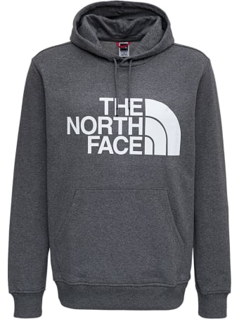 The North Face Grey Cotton Hoodie With Logo Print
